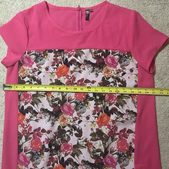 Kut From The Cloth Top Women’s Medium Floral Print Semi Sheer Short Sleeve - Picture 9 of 12